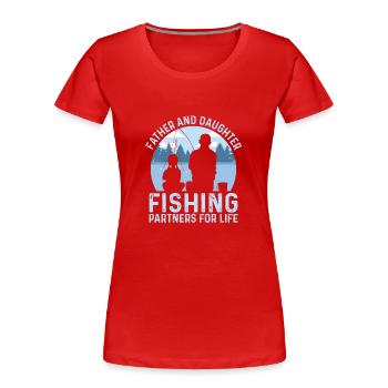 Père et fille Partenaires de pêche pour la vie Poisson - T-shirt bio Premium Femme - rouge - Devant - Mia (176cm)