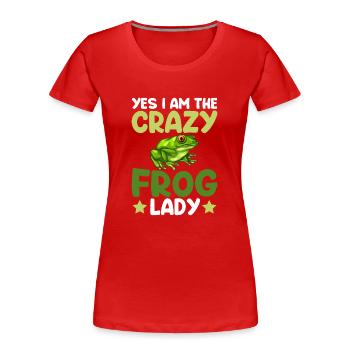 Ja Ich Bin Die Verrückte Froschdame - Frosch - Frauen Premium Bio T-Shirt - Rot - Vorne - Mia (176cm)