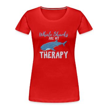 Les requins-baleines sont ma thérapie Mignon amoureux des requins-baleines - T-shirt bio Premium Femme - rouge - Devant - Mia (176cm)