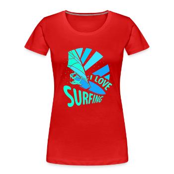 J’adore surfer surf surf surf surf - T-shirt bio Premium Femme - rouge - Devant - Mia (176cm)