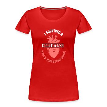 J’ai survécu à une crise cardiaque - T-shirt bio Premium Femme - rouge - Devant - Mia (176cm)