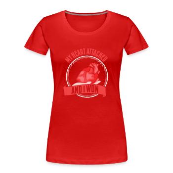 Mein Herz Hat Angegriffen Und Ich Habe Gewonnen - Frauen Premium Bio T-Shirt - Rot - Vorne - Mia (176cm)