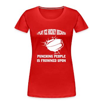 Sports d’hiver Hockey sur glace Hockey sur glace Cadeau d’équipe de hockey sur glace - T-shirt bio Premium Femme - rouge - Devant - Mia (176cm)