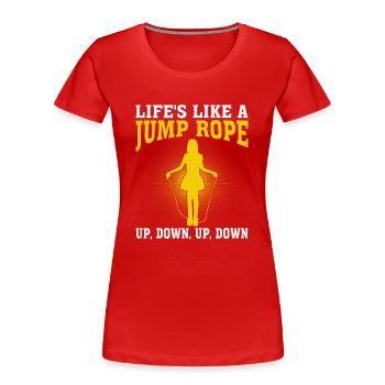 Seilspringen Springseil Seilhüpfen Skipping - Frauen Premium Bio T-Shirt - Rot - Vorne - Mia (176cm)