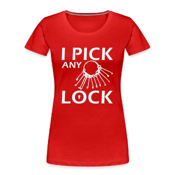 Technologie de sécurité de serrurier - T-shirt bio Premium Femme - rouge - Devant - Mia (176cm)