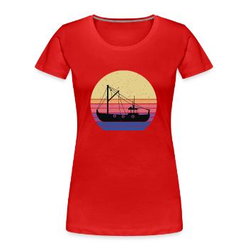 Fischkutter Retro Design - Frauen Premium Bio T-Shirt - Rot - Vorne - Mia (176cm)