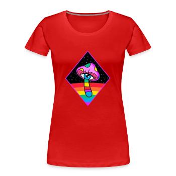 Magic Mushroom Eye Trippy Psychedelic Psychonaut - Frauen Premium Bio T-Shirt - Rot - Vorne - Mia (176cm)