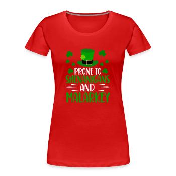 Anfällig Für Blödsinn Und Unfug Irland Gälisch Ire - Frauen Premium Bio T-Shirt - Rot - Vorne - Mia (176cm)