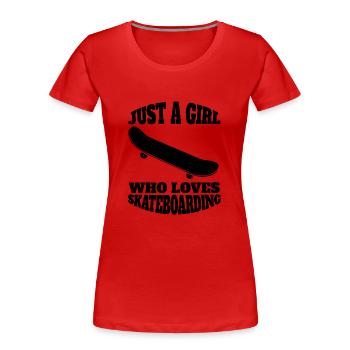 Skateboard Skater Girls Skateboarding Longboard - Women's Premium Organic T-Shirt - red - Front - Mia (176cm)