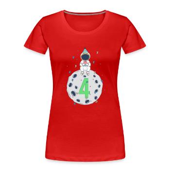 4. Geburtstag Weltraum Geburtstagsparty - Frauen Premium Bio T-Shirt - Rot - Vorne - Mia (176cm)