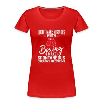 Je ne fais pas d’erreurs Drôle d’étudiant amateur de boxe A - T-shirt bio Premium Femme - rouge - Devant - Mia (176cm)