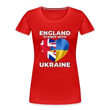 England unterstützt die Ukraine - Frauen Premium Bio T-Shirt - Rot - Vorne - Mia (176cm)