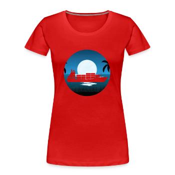 Feederschiff Mond - Frauen Premium Bio T-Shirt - Rot - Vorne - Mia (176cm)