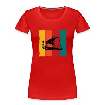 Navire viking rétro - T-shirt bio Premium Femme - rouge - Devant - Mia (176cm)