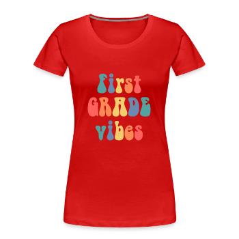 Conception graphique de l’école d’ambiance de première année - T-shirt bio Premium Femme - rouge - Devant - Mia (176cm)