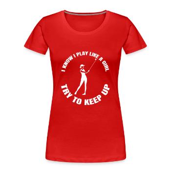 Golf Golfspielerin Golfschläger Frau Golfball - Frauen Premium Bio T-Shirt - Rot - Vorne - Mia (176cm)