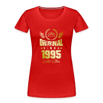 1995 limited edition - Frauen Premium Bio T-Shirt - Rot - Vorne - Mia (176cm)
