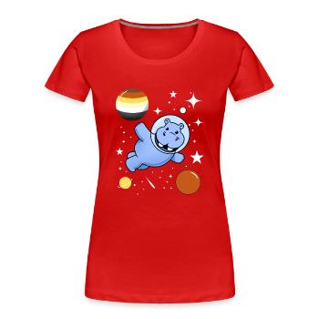 Hippo Astronaut Gay Bear Pride - Women's Premium Organic T-Shirt - red - Front - Mia (176cm)