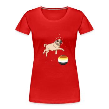 Pug in Space Gay Bear Pride - Women's Premium Organic T-Shirt - red - Front - Mia (176cm)