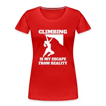 Klettern Berge Bergsteigen Wandern Berg Bouldern - Frauen Premium Bio T-Shirt - Rot - Vorne - Mia (176cm)