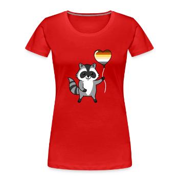 Raccoon Heart Balloon Gay Bear - Women's Premium Organic T-Shirt - red - Front - Mia (176cm)