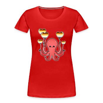 Octopus Balloon Gay Bear Pride - Women's Premium Organic T-Shirt - red - Front - Mia (176cm)