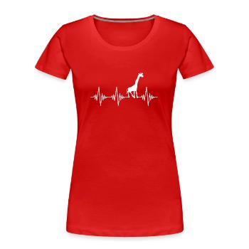 Giraffe Herzschlag - Frauen Premium Bio T-Shirt - Rot - Vorne - Mia (176cm)