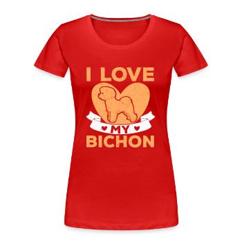 Bichon Frise Hundeliebhaber Hundezüchter Welpe Pfo - Frauen Premium Bio T-Shirt - Rot - Vorne - Mia (176cm)