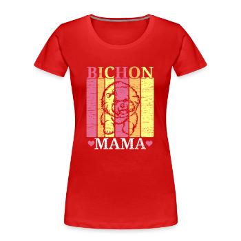 Bichon Frise Mama Dog Lover chiot Paw Love - T-shirt bio Premium Femme - rouge - Devant - Mia (176cm)