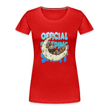 Jolie chemise de sommeil avec chien endormi sur la lune - T-shirt bio Premium Femme - rouge - Devant - Mia (176cm)