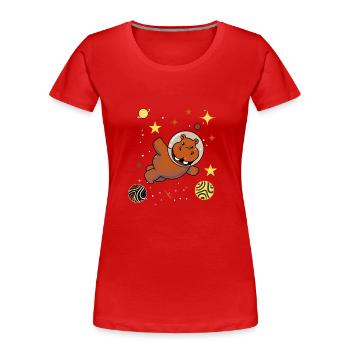 Gay Bear Hippo in Space Gay Bear Pride - Women's Premium Organic T-Shirt - red - Front - Mia (176cm)