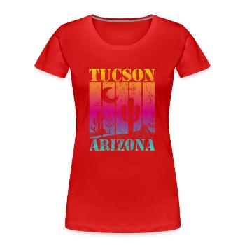 Tucson Arizona - Frauen Premium Bio T-Shirt - Rot - Vorne - Mia (176cm)