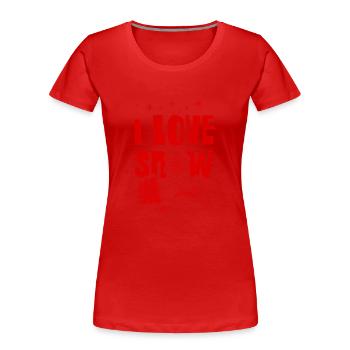 I Love Snow - Frauen Premium Bio T-Shirt - Rot - Vorne - Mia (176cm)