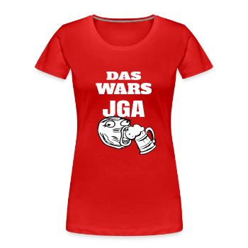 JGA - Frauen Premium Bio T-Shirt - Rot - Vorne - Mia (176cm)