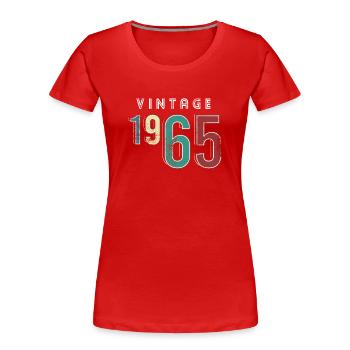 Millésime 1965 Anniversaire Né année 1965 - T-shirt bio Premium Femme - rouge - Devant - Mia (176cm)