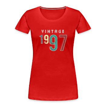Millésime 1997 Anniversaire Né année 1997 - T-shirt bio Premium Femme - rouge - Devant - Mia (176cm)