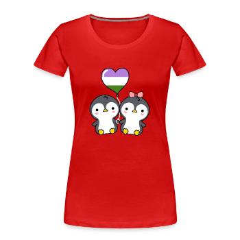 Penguin pair Genderqueer Pride - Women's Premium Organic T-Shirt - red - Front - Mia (176cm)