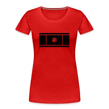 Court de tennis stylisé et balle de tennis - T-shirt bio Premium Femme - rouge - Devant - Mia (176cm)