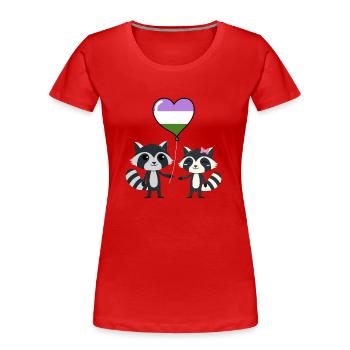 Raccoon pair Genderqueer Pride - Women's Premium Organic T-Shirt - red - Front - Mia (176cm)