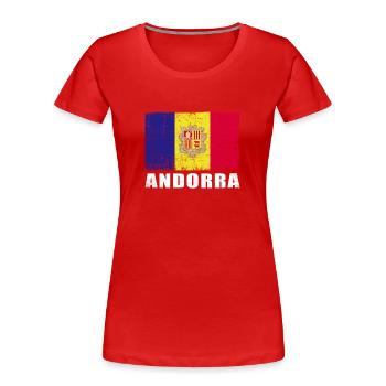 Drapeau d’Andorre Grunge Drapeau d’Andorre - T-shirt bio Premium Femme - rouge - Devant - Mia (176cm)