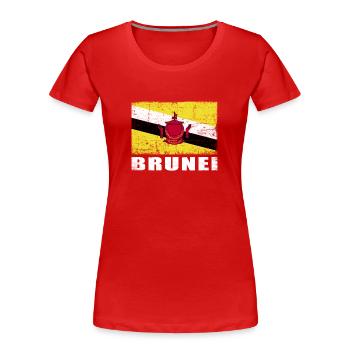 Brunei Flagge Grunge Brunei Fahne - Frauen Premium Bio T-Shirt - Rot - Vorne - Mia (176cm)