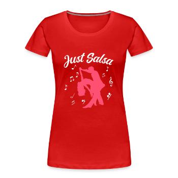 Danseuse de Salsa Danse Latine Just Salsa - T-shirt bio Premium Femme - rouge - Devant - Mia (176cm)
