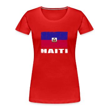 Haiti Flagge Grunge Haiti Fahne - Frauen Premium Bio T-Shirt - Rot - Vorne - Mia (176cm)