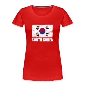 South Korea Flag Grunge South Korea Flag - Women's Premium Organic T-Shirt - red - Front - Mia (176cm)