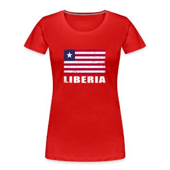 Drapeau du Libéria Grunge Drapeau du Libéria - T-shirt bio Premium Femme - rouge - Devant - Mia (176cm)