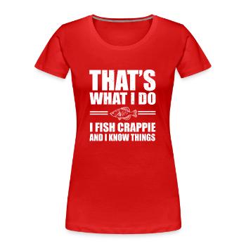 Lustiges Crappie Angeln Design - Frauen Premium Bio T-Shirt - Rot - Vorne - Mia (176cm)