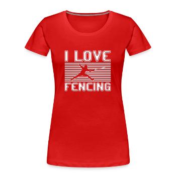 I love fencing - Frauen Premium Bio T-Shirt - Rot - Vorne - Mia (176cm)