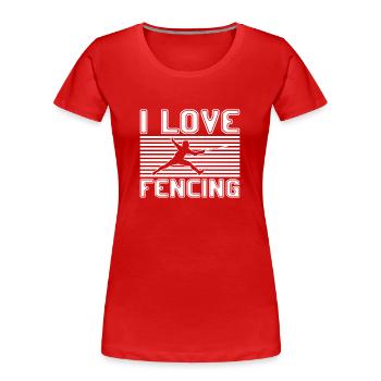 I love fencing - Frauen Premium Bio T-Shirt - Rot - Vorne - Mia (176cm)