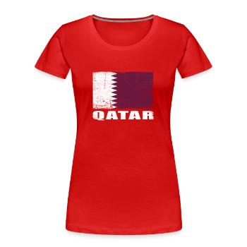 Katar Flagge Grunge Katar Fahne - Frauen Premium Bio T-Shirt - Rot - Vorne - Mia (176cm)