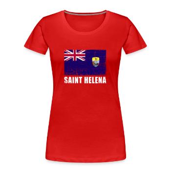 Sankt Helena Flagge Grunge Sankt Helena Fahne - Frauen Premium Bio T-Shirt - Rot - Vorne - Mia (176cm)